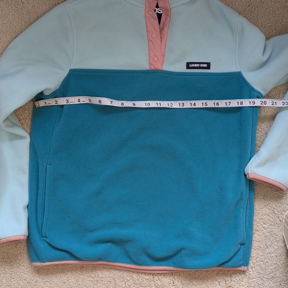 Lands' End retro look, new last winter, fleece aqua, teal, pink, snaps, small - Picture 13 of 15